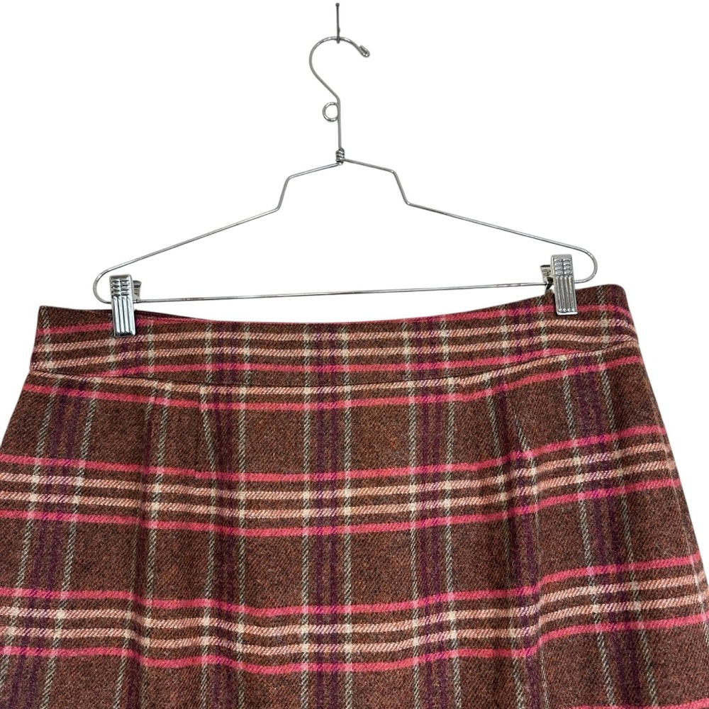Talbots Wool Blend A-Line Skirt Brown Plaid Size 16 - Picture 7 of 10